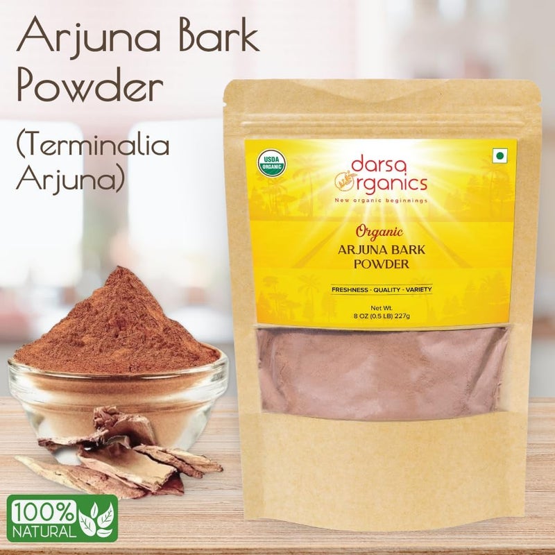 Darsa Organics Arjuna Powder, 8 oz - USDA Organic Terminalia Arjuna for Cardiovascular Support, Heart Health and Blood Pressure Maintenance, Arjuna Bark Powder, Non-GMO, Gluten-Free, Kosher - Image 3